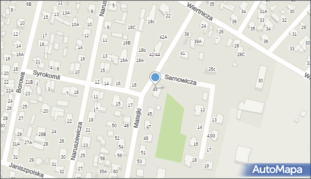 Radom, Matejki Jana, 43, mapa Radomia