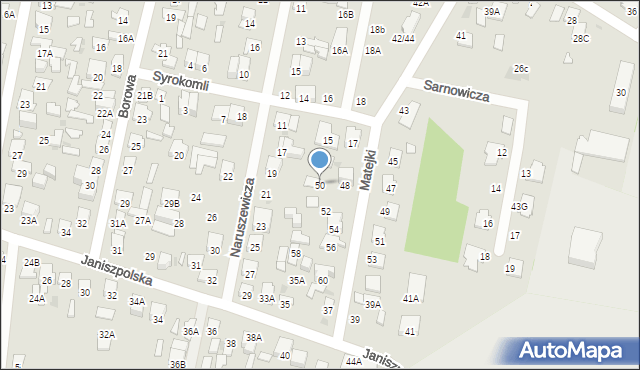 Radom, Matejki Jana, 50, mapa Radomia