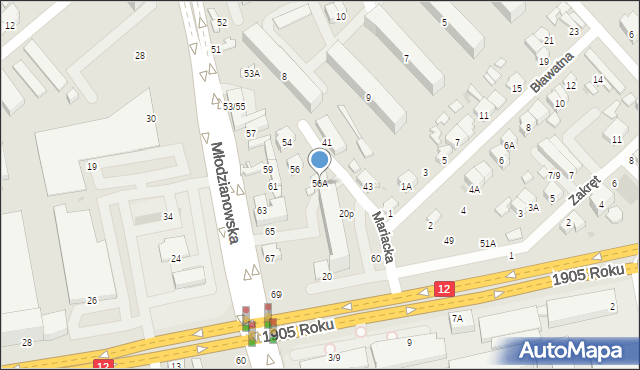 Radom, Mariacka, 56A, mapa Radomia