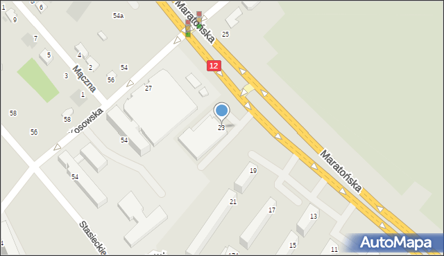 Radom, Maratońska, 23, mapa Radomia