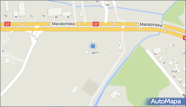 Radom, Maratońska, 45, mapa Radomia