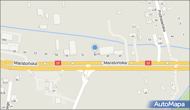 Radom, Maratońska, 50, mapa Radomia