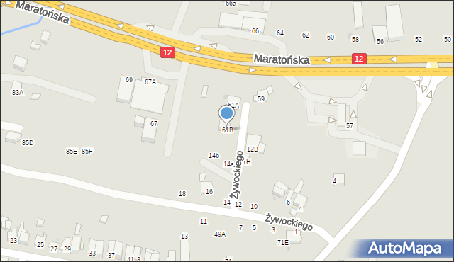 Radom, Maratońska, 61B, mapa Radomia