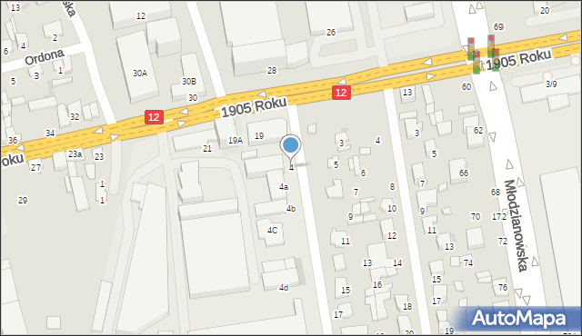 Radom, Marywilska, 4, mapa Radomia