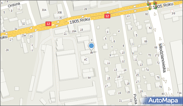 Radom, Marywilska, 4b, mapa Radomia