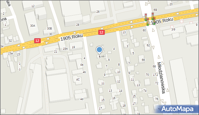 Radom, Marywilska, 5, mapa Radomia