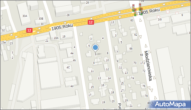 Radom, Marywilska, 7, mapa Radomia