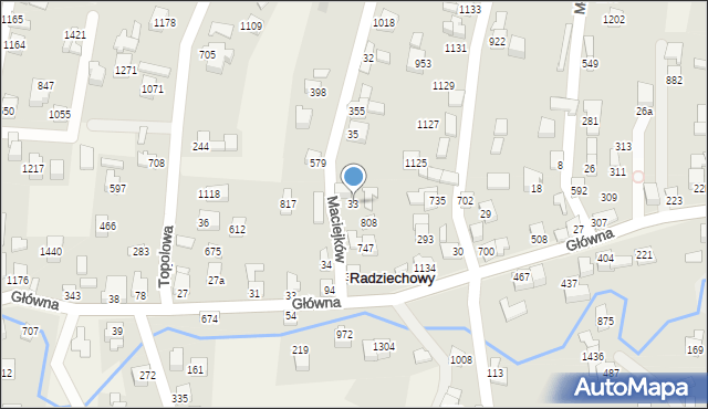 Radziechowy, Maciejków, 33, mapa Radziechowy