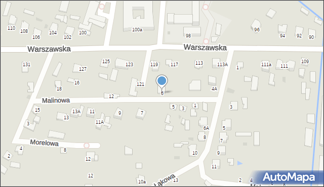 Radzyń Podlaski, Malinowa, 6, mapa Radzyń Podlaski