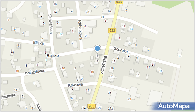 Rajsko, Malwowa, 1, mapa Rajsko