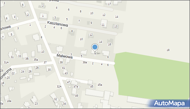 Rogalinek, Malwowa, 7, mapa Rogalinek