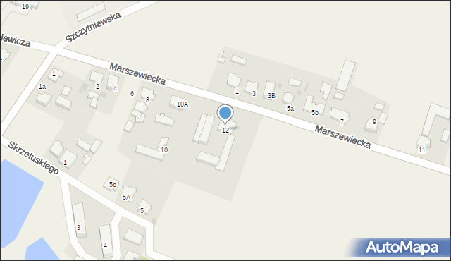 Rożnowo, Marszewiecka, 12, mapa Rożnowo