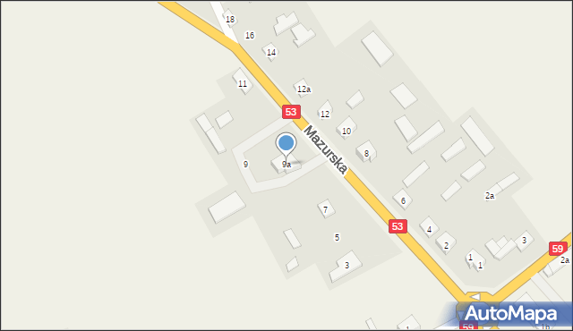 Rozogi, Mazurska, 9a, mapa Rozogi