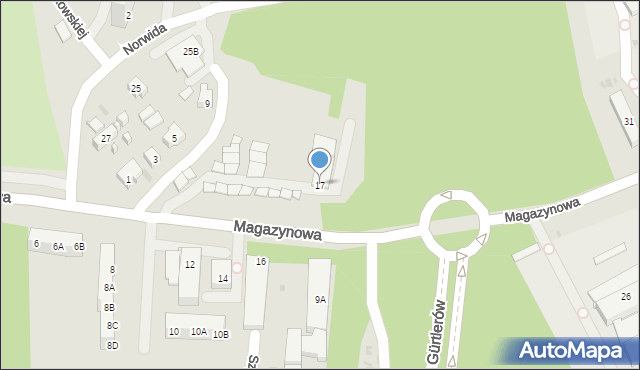 Ruda Śląska, Magazynowa, 17, mapa Rudy Śląskiej