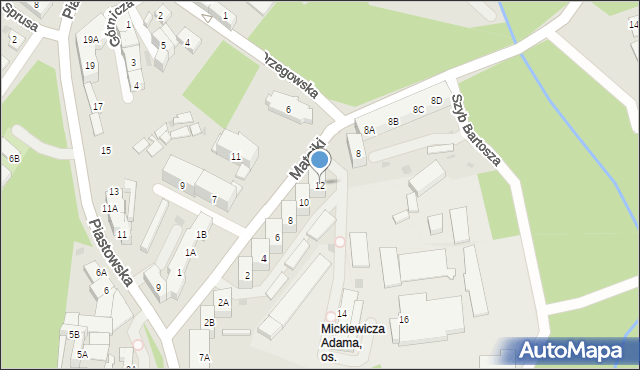 Ruda Śląska, Matejki Jana, 12, mapa Rudy Śląskiej