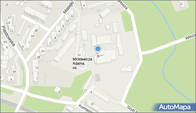 Ruda Śląska, Matejki Jana, 16, mapa Rudy Śląskiej
