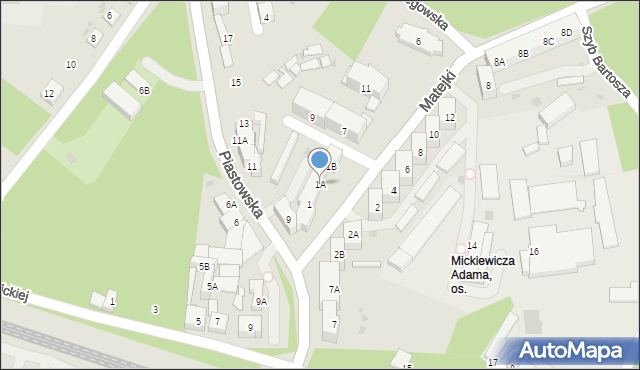 Ruda Śląska, Matejki Jana, 1A, mapa Rudy Śląskiej