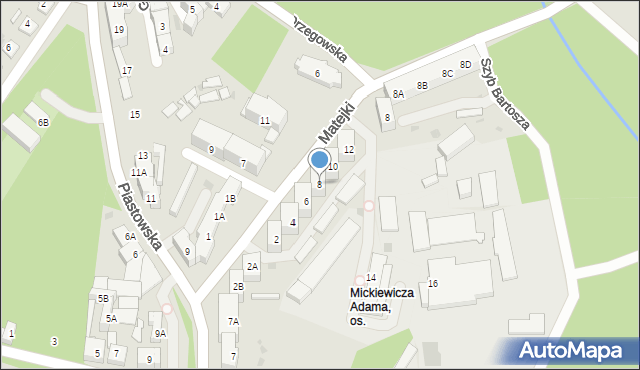 Ruda Śląska, Matejki Jana, 8, mapa Rudy Śląskiej