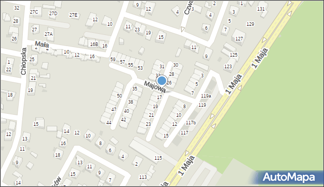 Ruda Śląska, Majowa, 34, mapa Rudy Śląskiej