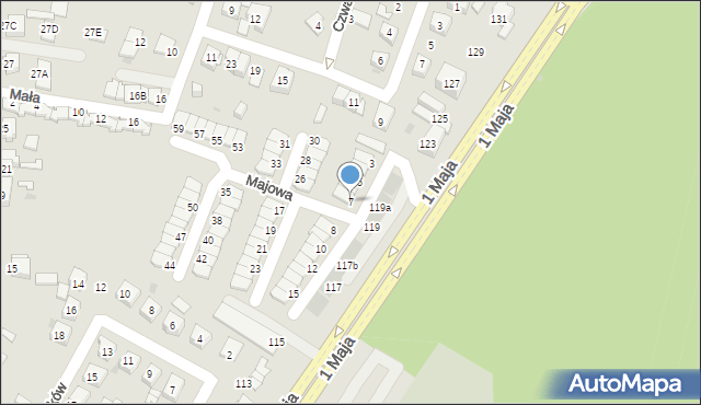 Ruda Śląska, Majowa, 7, mapa Rudy Śląskiej