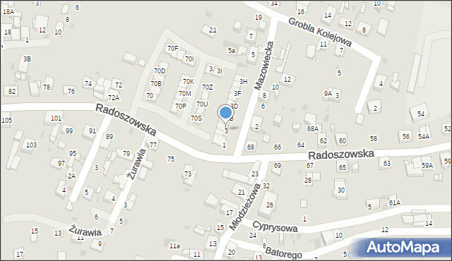 Ruda Śląska, Mazowiecka, 3, mapa Rudy Śląskiej