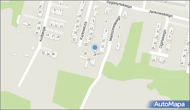 Ruda Śląska, Maliszewskiego Witolda, 16, mapa Rudy Śląskiej