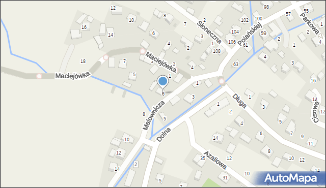 Rybna, Malownicza, 6, mapa Rybna