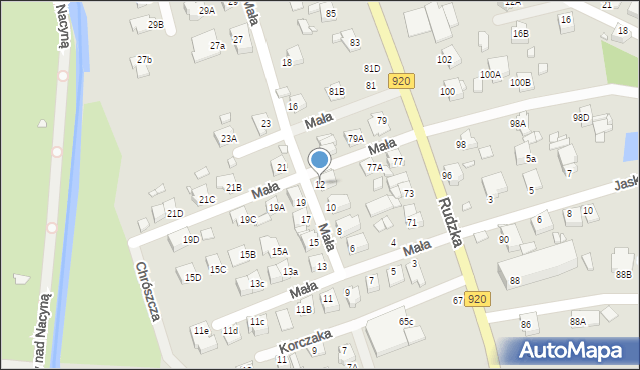 Rybnik, Mała, 12, mapa Rybnika