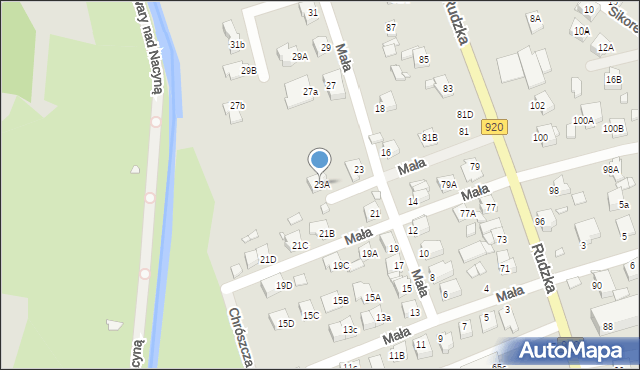 Rybnik, Mała, 23A, mapa Rybnika