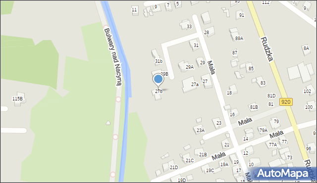 Rybnik, Mała, 27b, mapa Rybnika