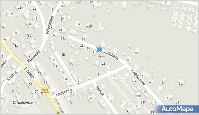 Rybnik, Malchera Jerzego, 15, mapa Rybnika