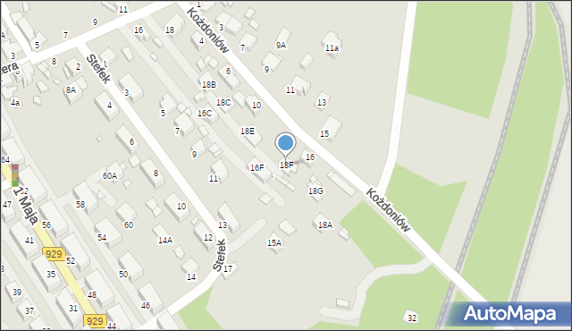 Rybnik, Malchera Jerzego, 18F, mapa Rybnika