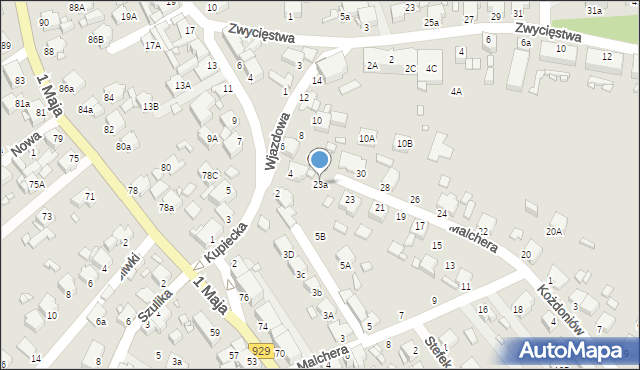 Rybnik, Malchera Jerzego, 23a, mapa Rybnika