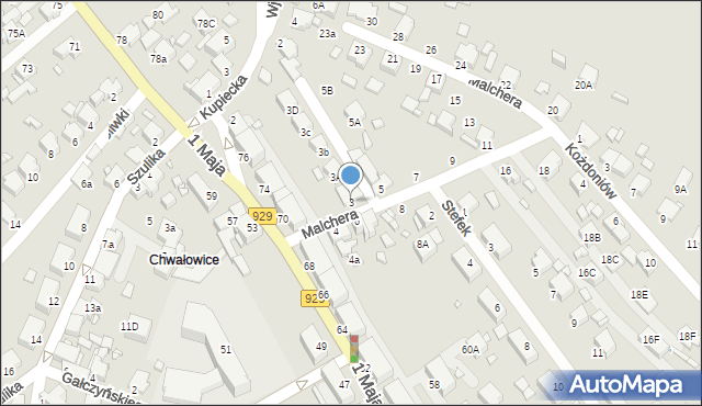 Rybnik, Malchera Jerzego, 3, mapa Rybnika