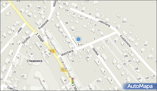Rybnik, Malchera Jerzego, 5, mapa Rybnika