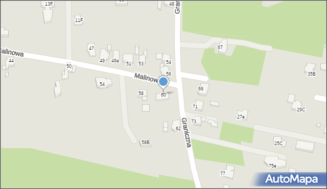 Rybnik, Malinowa, 60, mapa Rybnika