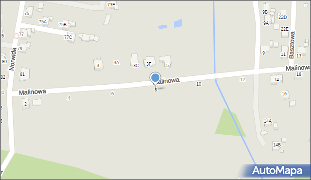 Rybnik, Malinowa, 8, mapa Rybnika