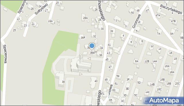 Rybnik, Małachowskiego Stanisława, 36A, mapa Rybnika