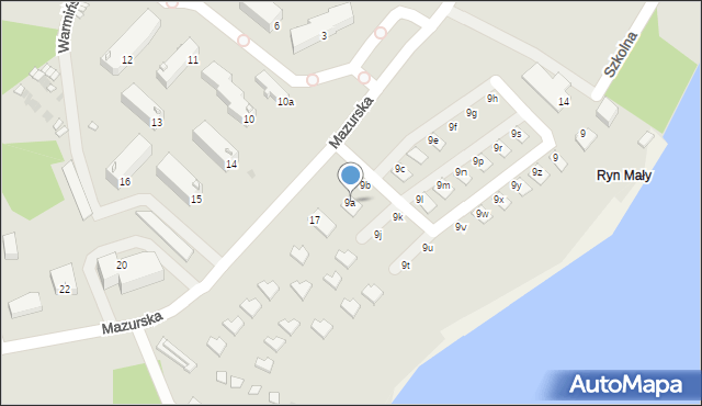 Ryn, Mazurska, 9a, mapa Ryn