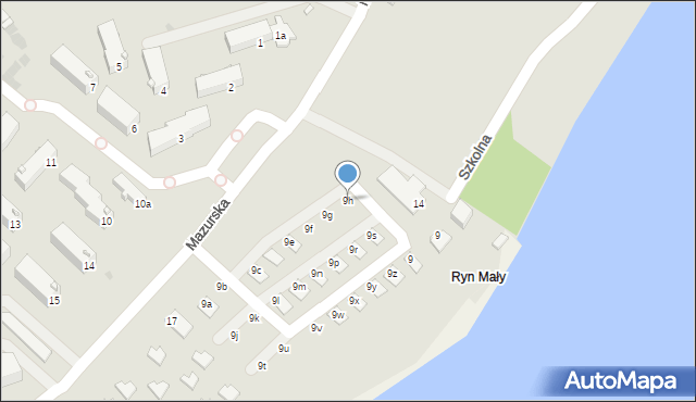 Ryn, Mazurska, 9h, mapa Ryn