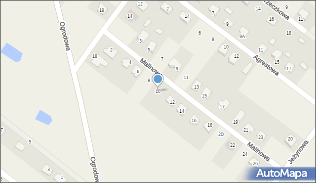Rzekuń, Malinowa, 10, mapa Rzekuń