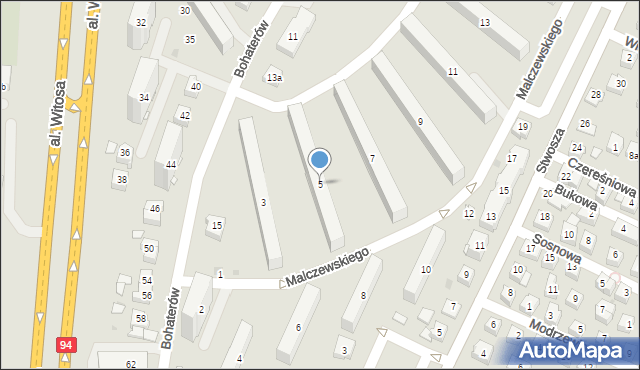 Rzeszów, Malczewskiego Jacka, 5, mapa Rzeszów