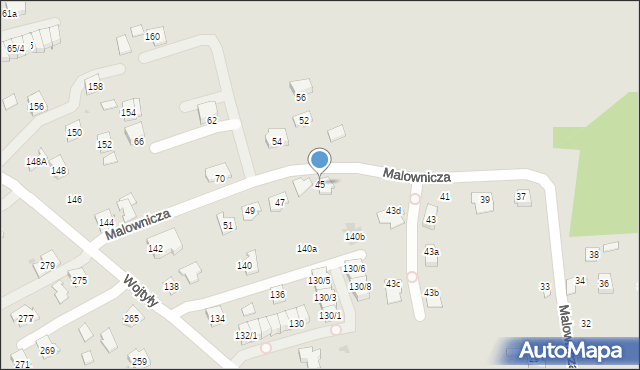 Rzeszów, Malownicza, 45, mapa Rzeszów