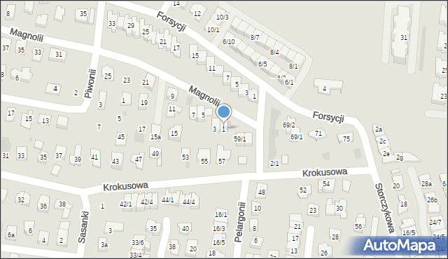 Rzeszów, Magnolii, 1, mapa Rzeszów