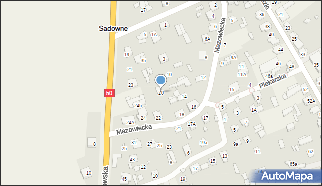 Sadowne, Mazowiecka, 20, mapa Sadowne