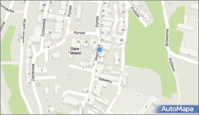 Sandomierz, Mariacka, 3, mapa Sandomierza