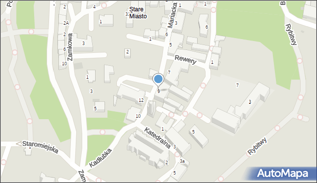 Sandomierz, Mariacka, 9, mapa Sandomierza