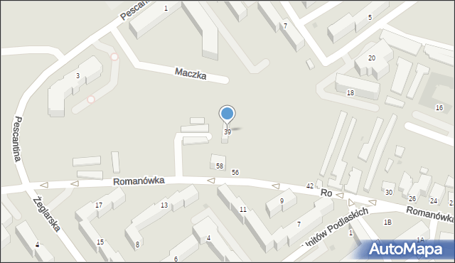 Siedlce, Maczka Stanisława, gen., 39, mapa Siedlce