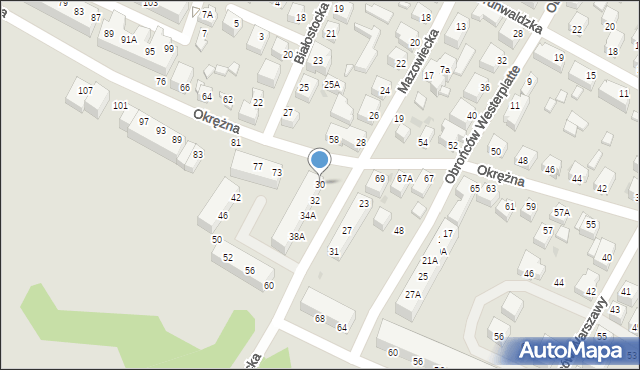 Siedlce, Mazowiecka, 30, mapa Siedlce