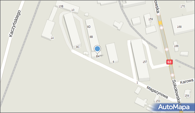 Siedlce, Magazynowa, 8A, mapa Siedlce